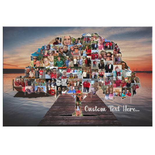 Family Tree Photo Collage Wall Art - Lake Sunset
