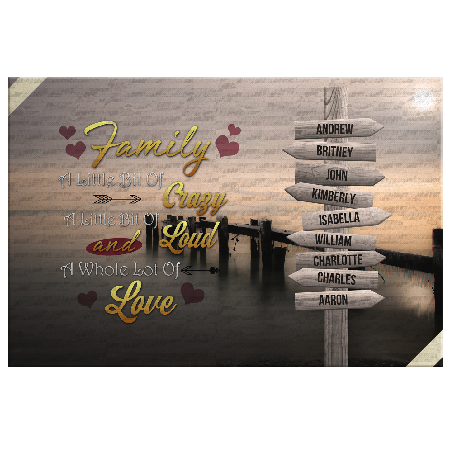 Personalized Family Wall Art from 2 to 10 Names