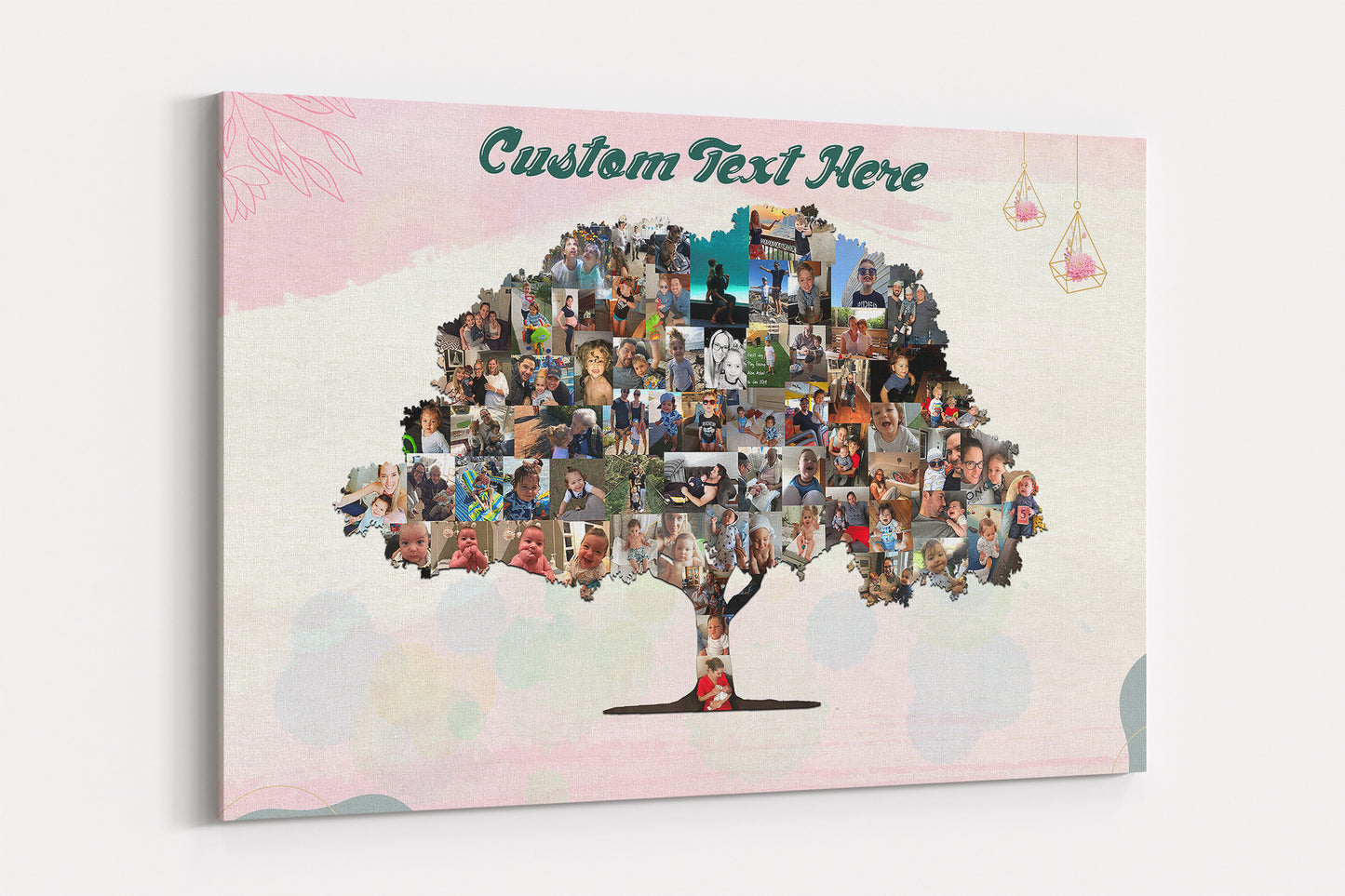 Family Tree Photo Collage Wall Art - Rose