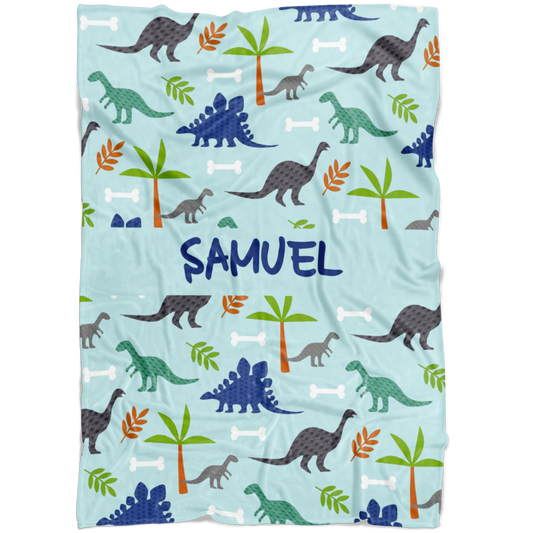 Personalized Dinosaur, Dino World Blanket for Boys, Kids - SAMUEL