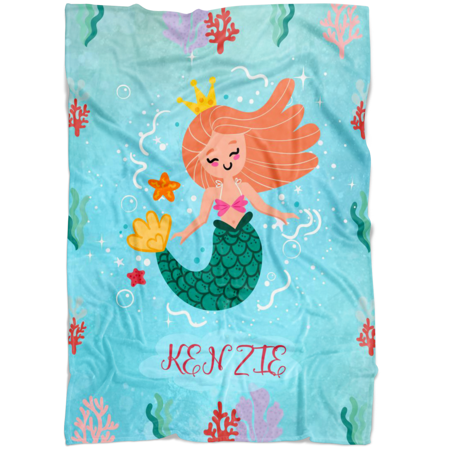 Personalized Name Mermaid Blanket for Girls - KENZIE