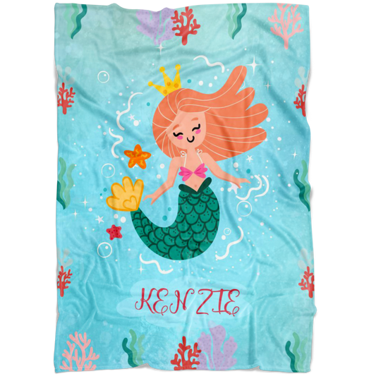 Personalized Name Mermaid Blanket for Girls - KENZIE