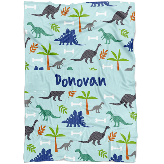 Personalized Dinosaur, Dino World Blanket for Boys, Kids - Donovan