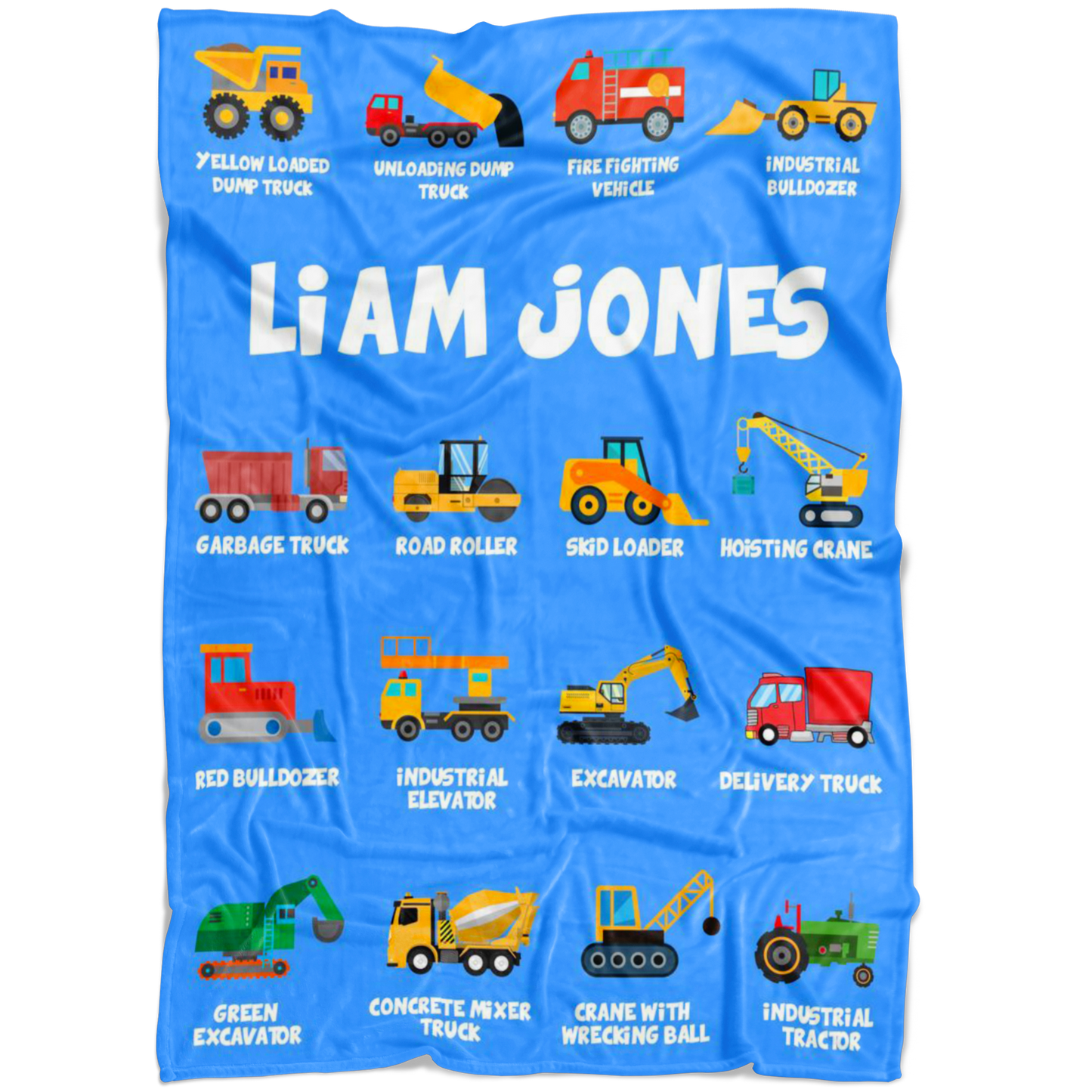 Liam Jones Construction Blanket Blue