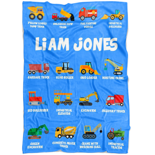 Liam Jones Construction Blanket Blue