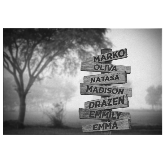 Personalized Multi Names Family Canvas Wall Art - Woods