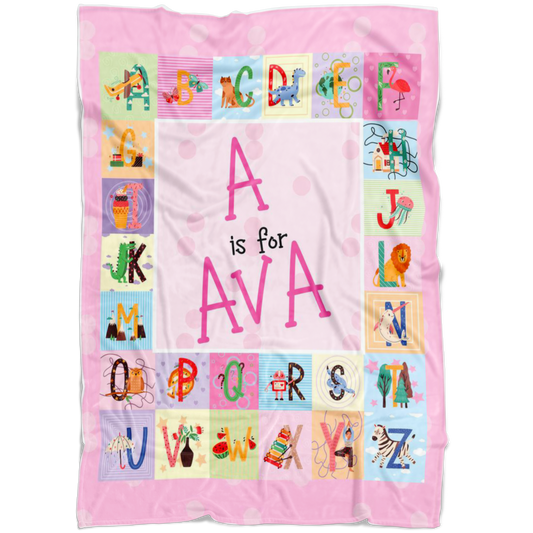 Personalized Name ABC Blanket for Babies & Girls - A for Ava