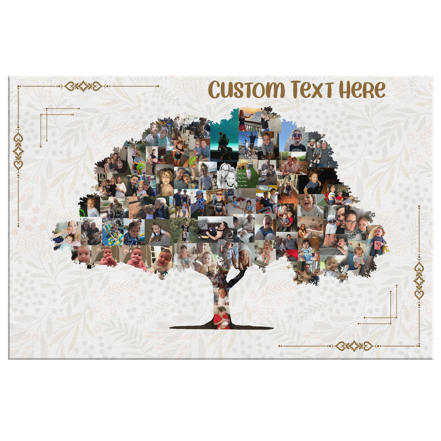Family Tree Photo Collage Wall Art - Gold Frame