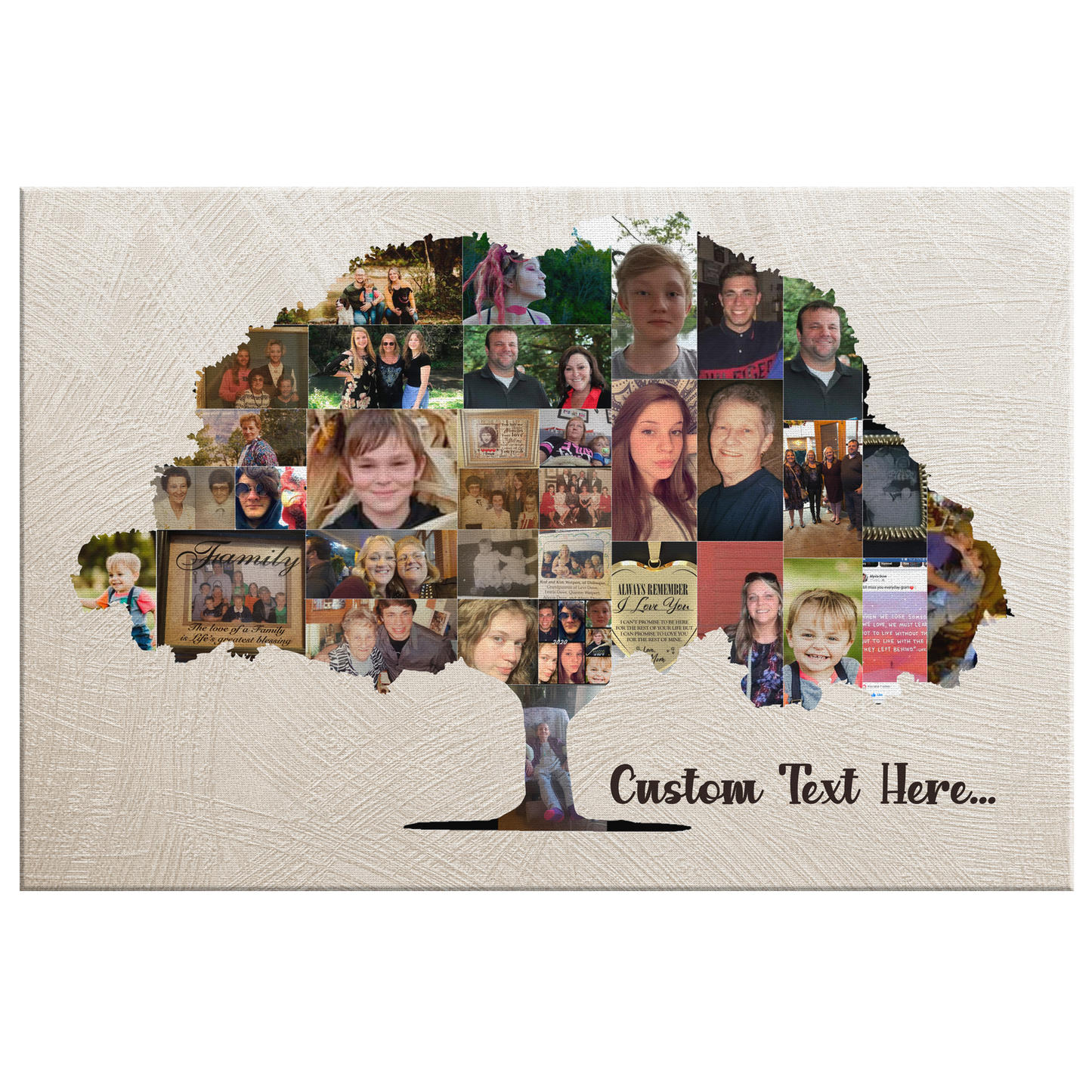 Family Tree Photo Collage Wall Art - Gold Brush