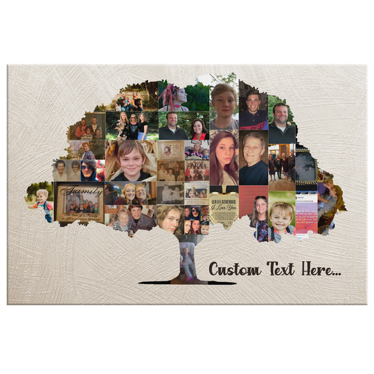 Family Tree Photo Collage Wall Art - Gold Brush