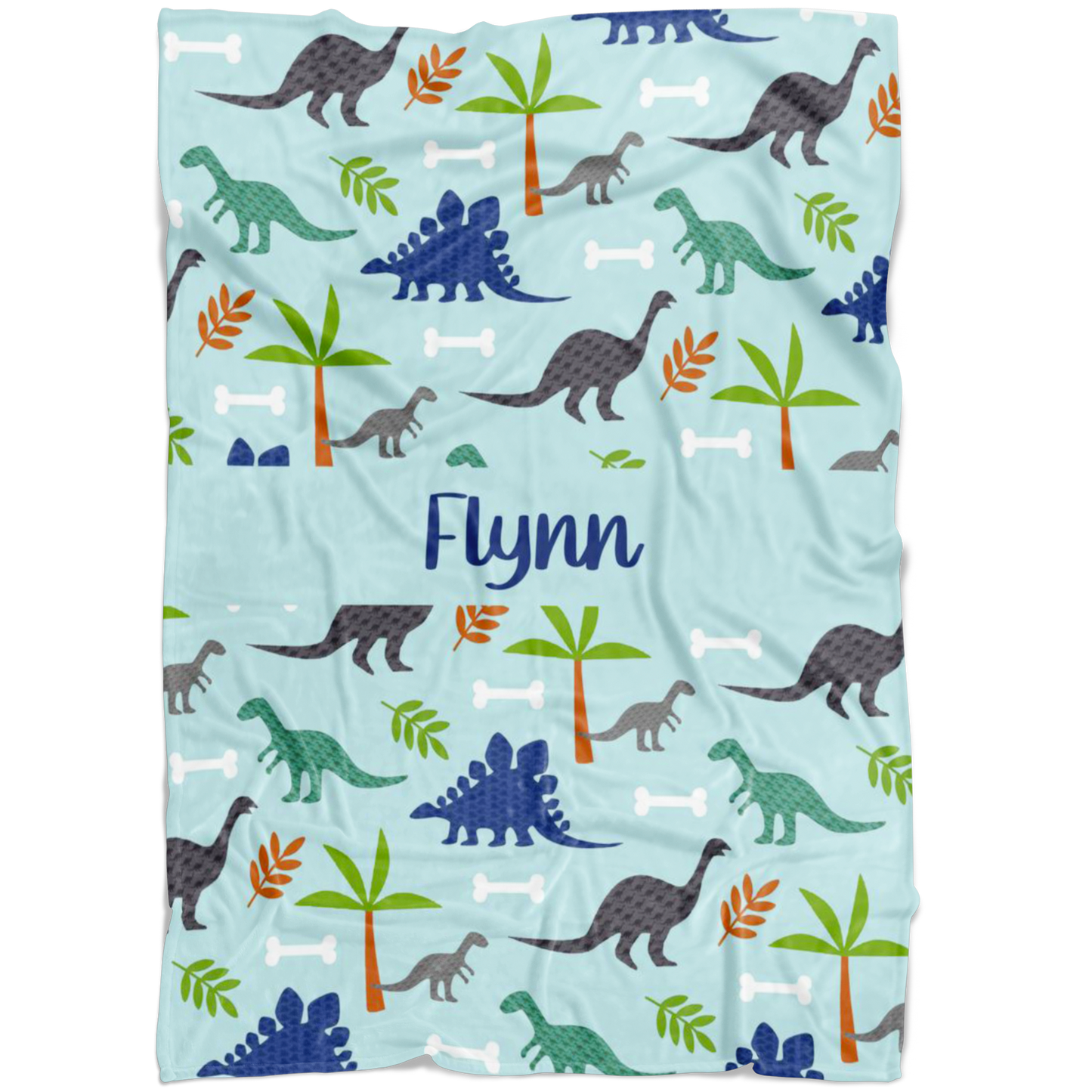 Personalized Dinosaur, Dino World Blanket for Boys, Kids - Flynn