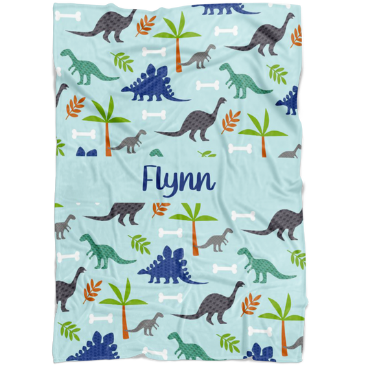 Personalized Dinosaur, Dino World Blanket for Boys, Kids - Flynn