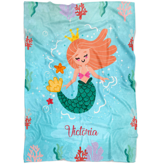 Personalized Name Mermaid Blanket for Girls - Victoria
