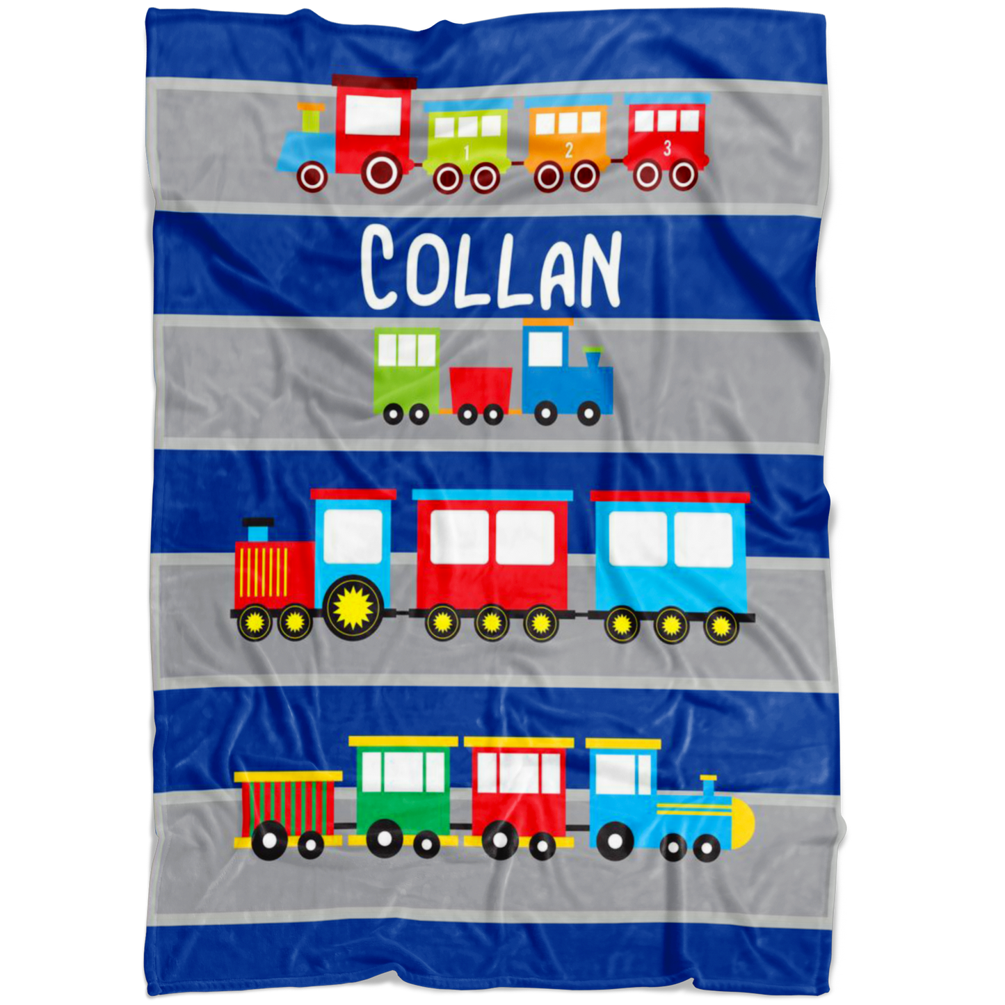 Personalized Name Train Blanket for Kids, Boys & Girls - Collan