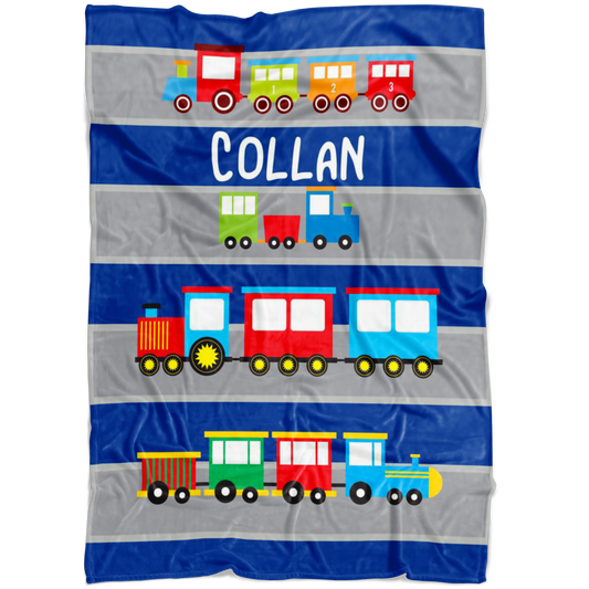Personalized Name Train Blanket for Kids, Boys & Girls - Collan