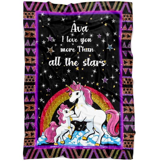 Personalized Name I Love You More Than All the Stars Blanket for Girls - AVA