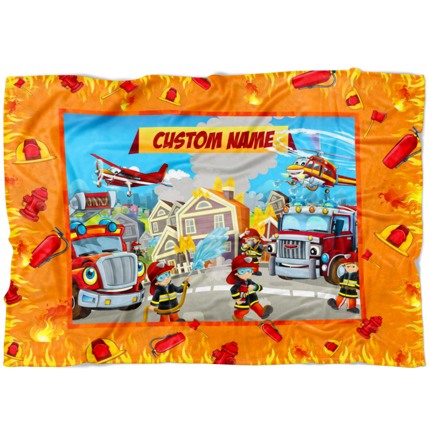 Personalized Name Firefighter Blanket for Boys & Girls, Firefighter Blanket for Kids